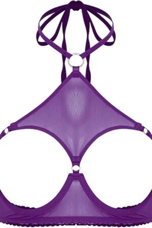 Women's Sexy See Through Mesh Bralette Unlined Hollow Out Open Nipples Clubwear for Special Nights