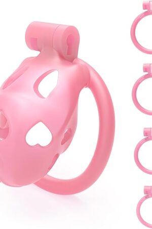FYJENNICC Love 10 Chastity Cage - Lightweight Resin Male Chastity Device with Invisible Lock,Bondage Gear for Men Beginner-Friendly Design with 4 Adjustable Rings Adult Sex Toy (Pink, Nano)