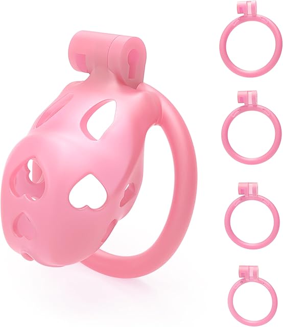 FYJENNICC Love 10 Chastity Cage - Lightweight Resin Male Chastity Device with Invisible Lock,Bondage Gear for Men Beginner-Friendly Design with 4 Adjustable Rings Adult Sex Toy (Pink, Nano)