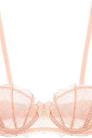 Women's Lace Unlined Balconette Demi-Cup Underwire Sheer Bra
