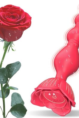 Anal Beads Anal Toys, Flexible Vibrating Butt Plug, Adult Anal Sex Toys for Men Women with 9 Vibrations, HOESDIK Rose Female Sex Toy, Silicone Anal Plug Vibrator, Rose Adult Toy Sex Stimulator