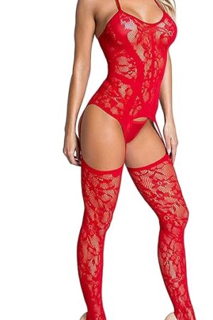 Women's Fishnet Chemise BobyStocking Babydoll Bodysuit Chemise Nightwear Mini Dress One Size