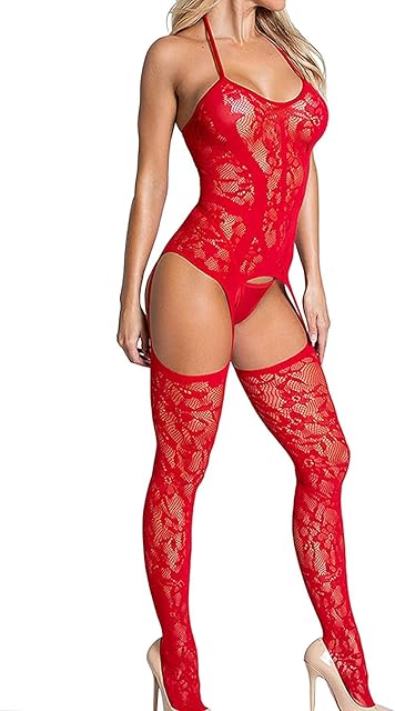 Women's Fishnet Chemise BobyStocking Babydoll Bodysuit Chemise Nightwear Mini Dress One Size