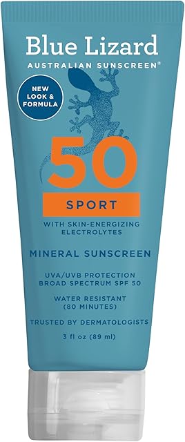 BLUE LIZARD Sport Mineral-Based Sunscreen Lotion - SPF 50+ - 3 oz