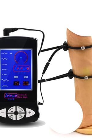 Electric Shock Stretchable Penis Ring 2PCS with Beads Male Bondage Enlargement Cock Ring Electric Shock Set