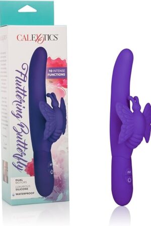 CalExotics Fluttering Butterfly - Waterproof Rabbit Vibrator ? Adult Sex Toys for Couples - Clitoral G Spot Massager ? Purple