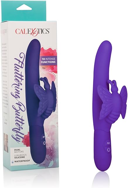 CalExotics Fluttering Butterfly - Waterproof Rabbit Vibrator ? Adult Sex Toys for Couples - Clitoral G Spot Massager ? Purple
