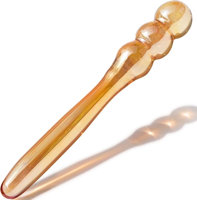 Glass Dildo G-spot Wand Butt Plug Anal Beads Double Ended Dildo P-spot Stimulator Fetish Prostate Massager Masturbation Sex Toy for Women Men Golden TJIJP