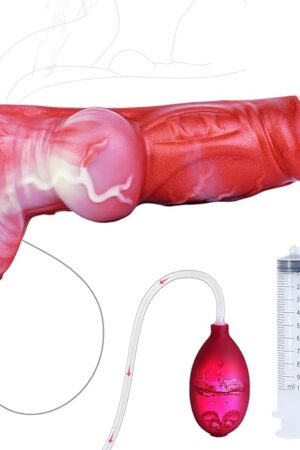5.8'' Lifelike Light Weight Cock Sleeve Penis Extension Blood Red Ejaculating Delay Squirting Penis Sleeve Adult Sex Toys for Men Couples (N-BF5212, L)