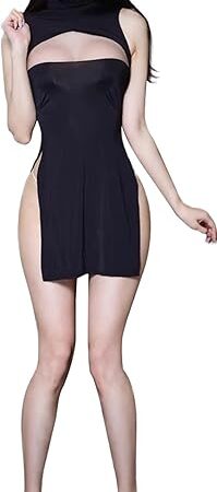 Women's Sexy Club Bodycon Sleeveless Cosplay Lingerie Anime Silk Nightgown High split Cheongsam Dress Free Size