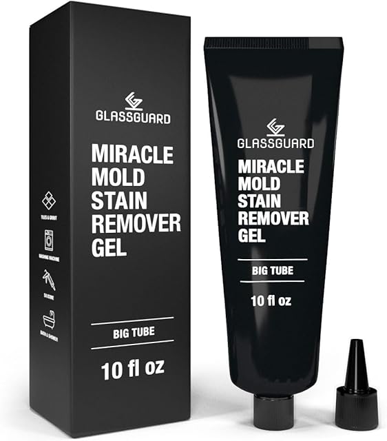 Glassguard Miracle Mold Stain Cleaner Gel for Hard Stains ? Mold Cleaning Gel for Grouts, Ceramic, Glass, Silicone, Caulk & More ? Washing Machine Cleaner Front Loader (300 ml / 10 oz)