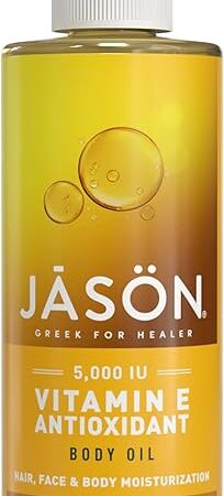 JASON Vitamin E 5,000 IU Moisturizing Body Oil, For Hair, Face, and Body, 4 Fluid Ounces