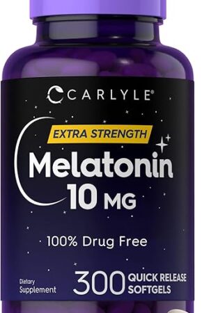 Carlyle Melatonin 10mg | 300 Softgels | Extra Strength Support for Adults | Non-GMO, Gluten Free Supplement