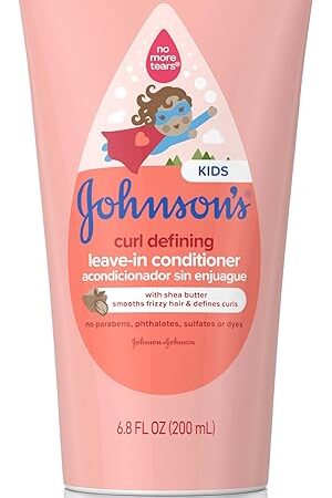 Johnson's Kids Curl Defining Leave-In Conditioner + Shea Butter, Tear-Free, Paraben-, Sulfate- & Dye-Free, Hypoallergenic & Gentle for Toddlers' Haircare, Bath Essentials, 68 fl oz