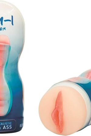 Adam & Eve 2 in 1 Stroker Realistic Vagina & Ass Male Masturbator Textured Pocket Pussy & Anal Flesh Light with Suction Power Adjustable Intensity for Lifelike Pleasure and Maximum Satisfaction