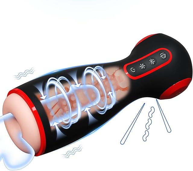 Automatic Sucking Moaning Male Masturbators - Upgraded 7 Vibration & Suction Hands Free Pocket Pussy Male Stroker with 3D Realistic Sleeve, Mens Masturbator Blowjob Machine Adult Oral Sex Toys for Men