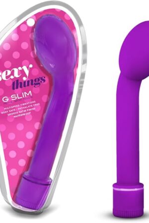 Blush Novelties G Slim Petite - G Spot Stimulator Vibrator - Sensually Rounded and Curved Satin Smooth Tip - Adjustable Vibration Speeds - Body Safe Sex Toy for Women - Purple