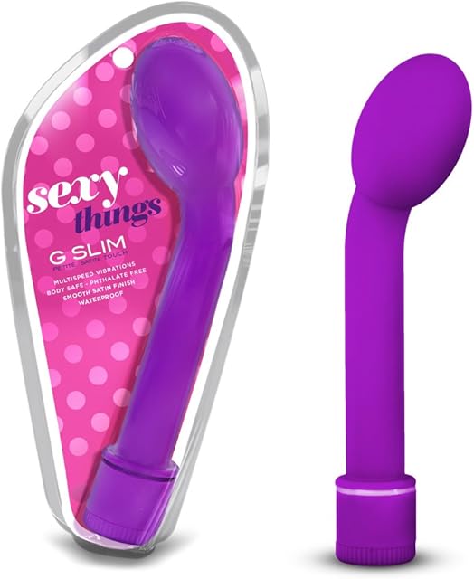 Blush Novelties G Slim Petite - G Spot Stimulator Vibrator - Sensually Rounded and Curved Satin Smooth Tip - Adjustable Vibration Speeds - Body Safe Sex Toy for Women - Purple