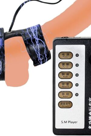 Electric Shock Set Leather Penis Ring Scrotum Electric Shock Binding Ring Male Penis Root Massage Masturbator BDSM