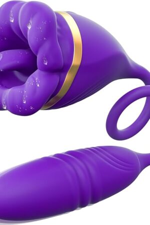 Vibrator Dildo Adult Sex Toys, JOINLOVE 3 in 1 Rose Toy Dildos with 10 Tongue Licking Mode & 10 Thrust Vibration Mode, Vibrators Adult Toy for Women for G Spot Clitoral and Anal Stimulation
