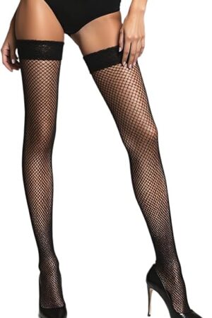 Fishnet Thigh High Stockings for Women with Lace Top | Fish Net Lingerie Tights