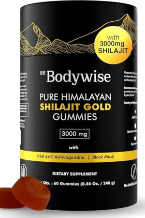 Be Bodywise Pure Himalayan Shilajit Gummies Gold I Lab Tested I No Added Sugar I Ashwagandha, Gokshura| Fulvic Acid & 85+ Trace Minerals I for Men, Women I Non-GMO I 100% Natural & Organic I 60 Gummy