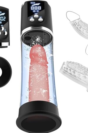 Water Penis Pump Sex Toys for Men with Penis Sleeve, Automatic Vacuum Dick Extender Enlargement Pump, Air Water Pressure 4 Training and Suction Modes Electric Male Masturbator Erection Device