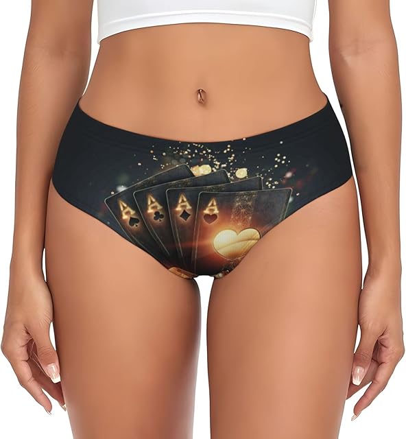 Creative Poker for Womens Underwear Soft Breathable Briefs Ladies Panties Sexy Lingerie