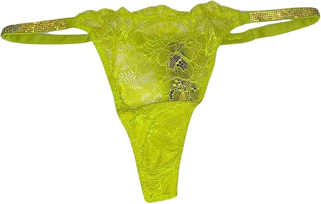 Lace Shine Strap Thong Panty Color Green/Lime New