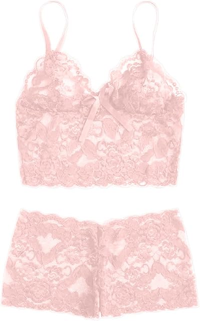 Women's Lingerie Camisoles & Tanks Sexy Lace Camisole Shorts Set Pajamas Sets 2 Piece Exotic Lingerie Set Soft