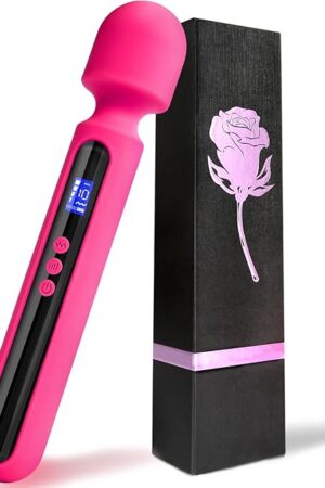 Vibrator Wand, 12 inch Powerful Vibrating Massager Adult Toys with Display 10 Patterns & 4 Speeds, G Spot Vibrator Women Sex Toys for Clitoral Stimulation, Vibrators & Adult Sex Toys (Rose)