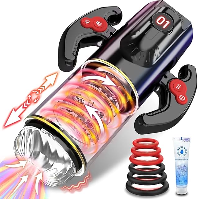 Automatic Sucking Male Masturbator Cup - 9 Thrusting Rotating Modes Male Sex Toys, 9 Suction Blowjob Toy Penis Pump with Sex Audio & LCD Screen, Penis Pocket Pussy Male Stroker Adult Sex Toys for Men