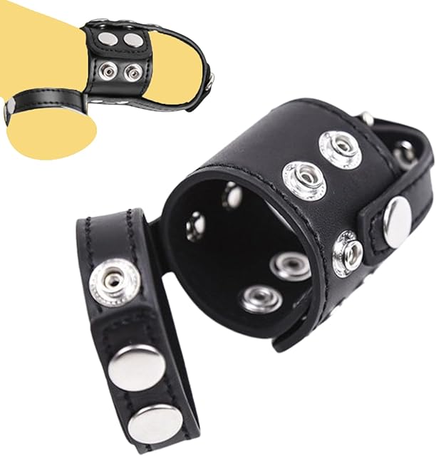 BDSM Cock Ring Set Leather Testicle Toys Adjustable Bondage Gear Accessories with Chastity Cage Strap Belt Crusher CBT Extender Restraints Sex Penis Male Belts Kinky for Intense Sensual Play