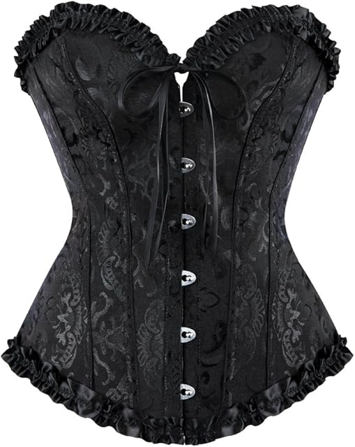 Black Corset Top for Women Pirate Corsets Shapewear Steampunk Corset Overbust