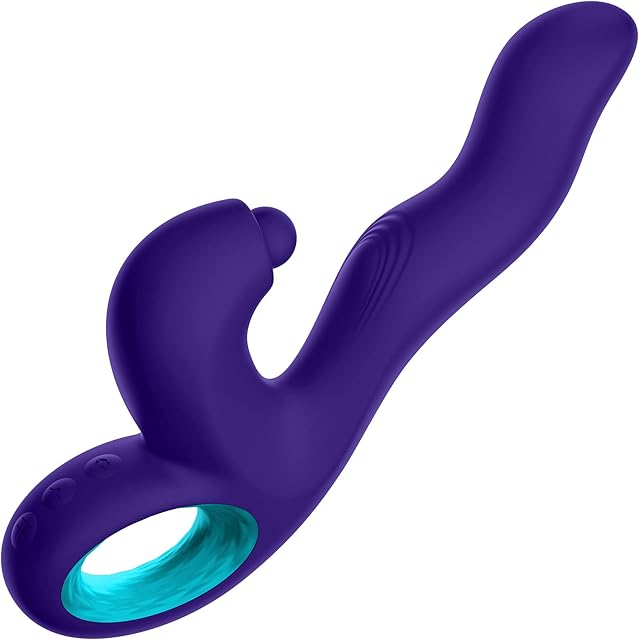 Klio Triple Action Thumping Rabbit Vibrator Sex Toy for Women - Super Soft, 100% Waterproof, G Spot Vibrator Adult Toy with 5 Internal & 3 External Thumping Speeds & 10 Vibration Modes (Dark Purple)