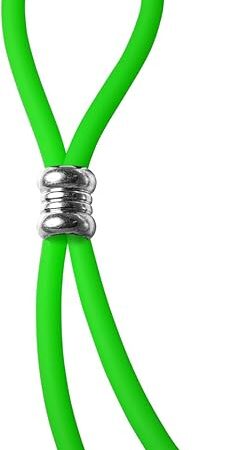 A Cock Ring Adjustable Silicone Green Cord with Stainless Steel Grooved Barrel Bead for Tension Control Tight Accurate fit