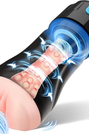 Adult Sex Toys for Men, Movakativ Sucking Male Masturbator Penis Pump with 10 Vibration & 5 Suction, Super Soft TPE 6.7" Channel Vibrating Hands Free Male Masturbators Cup Men Sex Toy Machine