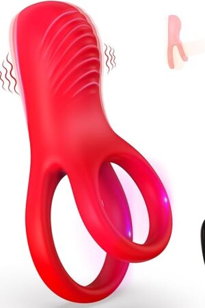 Vibrating Cock Ring with Clitoral Stimulator, Pleasure Penis Ring Vibrator Couples Adult Sex Toys for Men Women, 9 Vibrations Male Couple Sex Toy Cockring Adult Sex Toys & Games