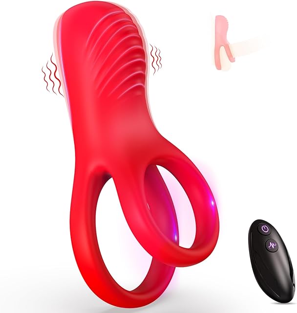 Vibrating Cock Ring with Clitoral Stimulator, Pleasure Penis Ring Vibrator Couples Adult Sex Toys for Men Women, 9 Vibrations Male Couple Sex Toy Cockring Adult Sex Toys & Games