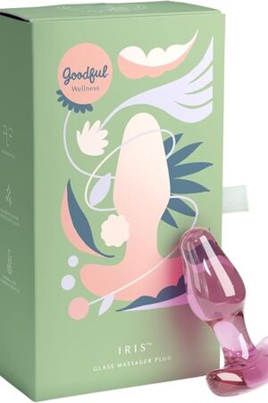Goodful Wellness Iris Pink Glass Anal Plug ? Premium Body-Safe Glass Butt Plug for Beginners and Advanced Users, Discreet and Comfortable, Great for Couples and Solo Play
