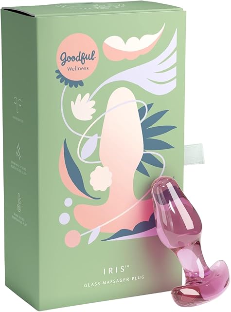 Goodful Wellness Iris Pink Glass Anal Plug ? Premium Body-Safe Glass Butt Plug for Beginners and Advanced Users, Discreet and Comfortable, Great for Couples and Solo Play