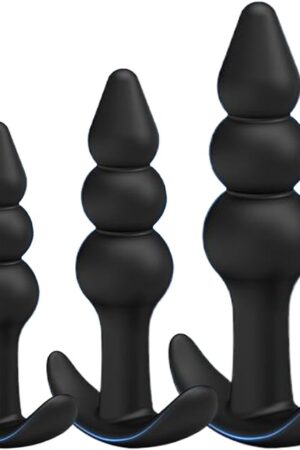Anal Plugs Silicone Butt Plugs Anal Beads Anal Adult Sex Toys & Games Anal Training Kit with Curved Base & Slender Waist G Spot Anal Prostate Stimulator for Comfortable Long-Term Wear (Black)