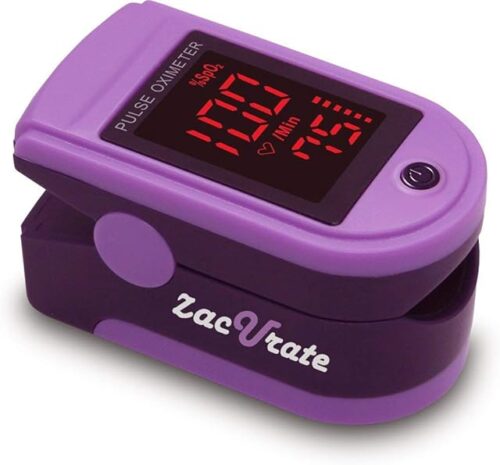 Zacurate Pro Series 500DL Fingertip Pulse Oximeter Blood Oxygen Saturation Monitor with Silicone Cover, Batteries and Lanyard