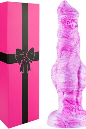 6 Inch Silicone Small Wolf Dog Knot Dildo Alien for Beginner, 5 Inch Animal Furry Canine Anal Dildo With Suction Cup, Realistic Monster Fantasy Dildos Anal Plug for Strap on Sex Toy for Women Men Pink