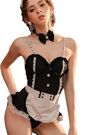 Womens Sexy Bunny Maid Costume Bunny Lingerie Cosplay Outfit for Halloween