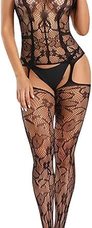 Babydoll Lingerie for Women See Through Mesh Chemise Babydoll Bodysuit Lace Full Body Stockings Teddy Lingerie