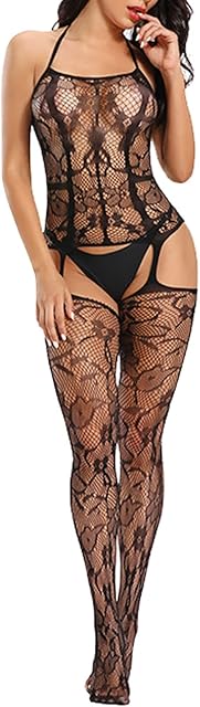 Babydoll Lingerie for Women See Through Mesh Chemise Babydoll Bodysuit Lace Full Body Stockings Teddy Lingerie