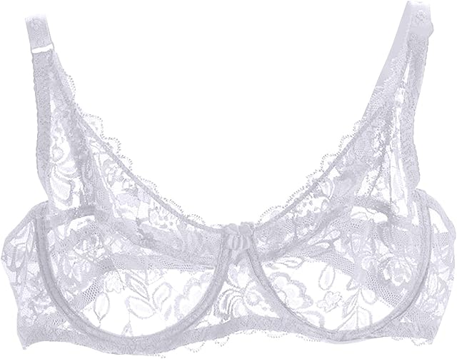 Women's Sexy Lace Sheer Bra See Through Underwire Bras Push Up Everyday Bra Comfort Embroidery Minimizer Bralettes