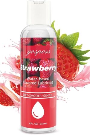 YOSPOSS Strawberry Flavored Water-Based Lubricant 8 Fl Oz, Silky Smooth Personal Lube for Women, Men and Couples, Sugar-Free, Non-Staining