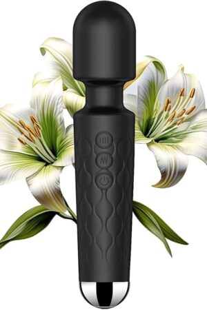 Vibrator Wand,Personal Massager,Clit Stimulator Vibrators,Sex Toys for Women,20 Patterns & 8 Speeds of Pleasure,Waterproof Sex Toys,Rechargeable Battery,Female Adult Toys (Black [8in*16in])